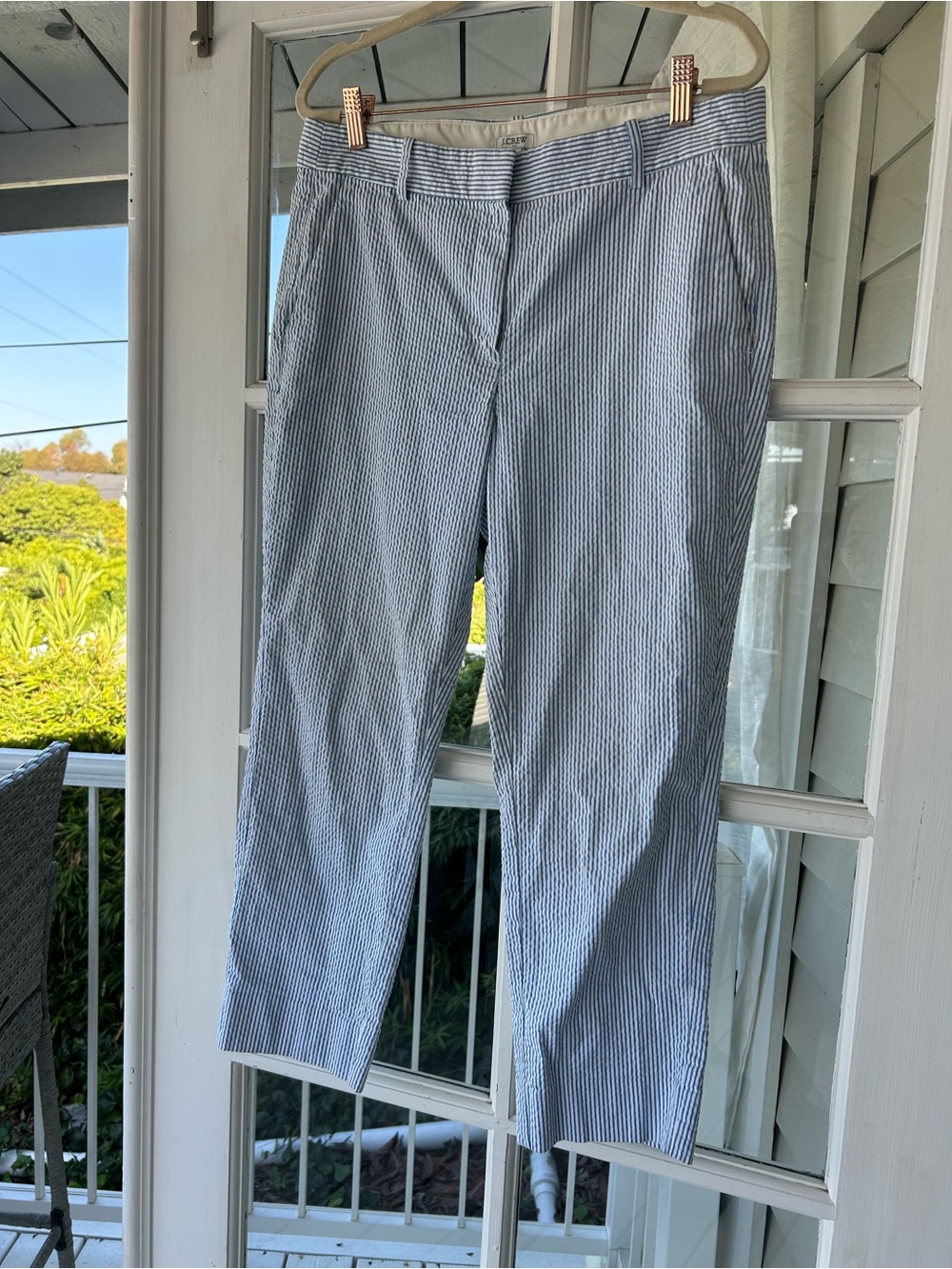 J. Crew Blue and White Pinstripe Chinos